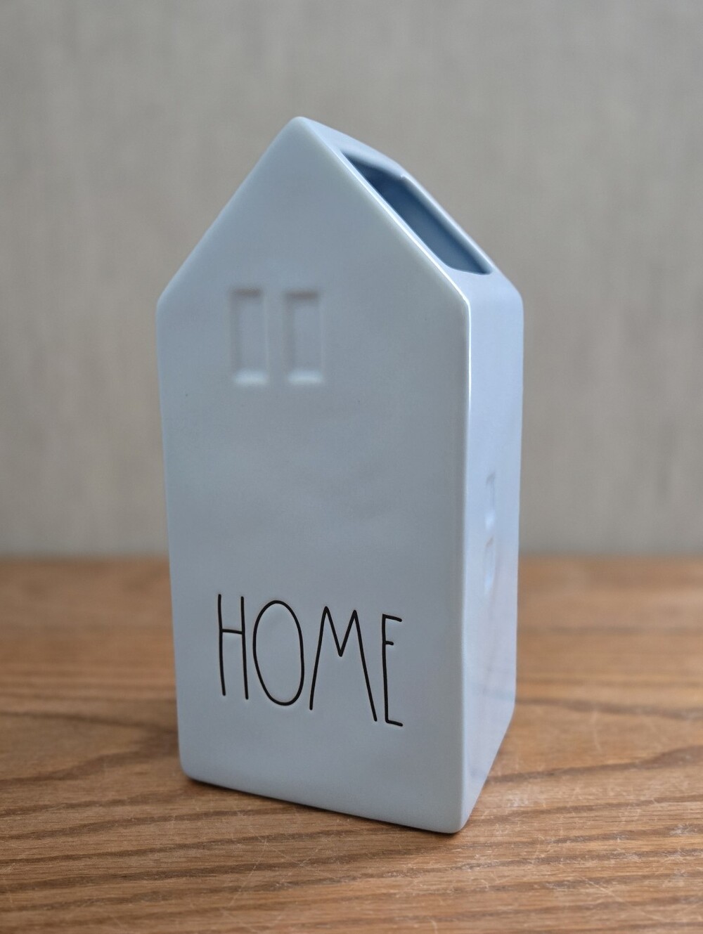 Rae Dunn Ceramic House Vase with "HOME" Lettering - Light Blue